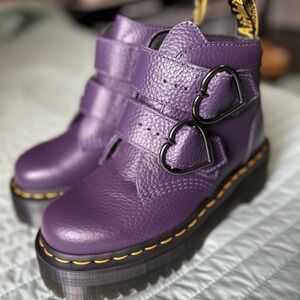 Dr. Marten Devon Purple with Heart Buckles